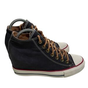 Converse Chuck Taylor Wedge Sneakers Lux Mid SZ 8 Dark Navy Blue